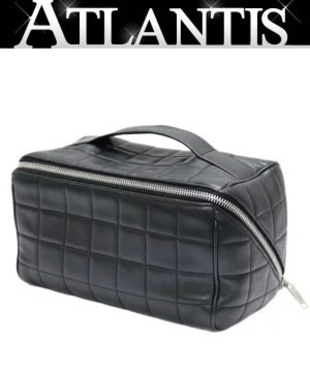 Saint Laurent Yves Shoulder Bag Handbag Pouch Clutch Leather Black